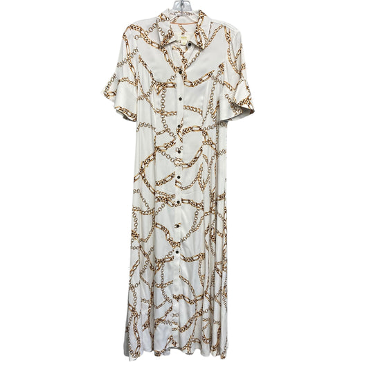 Dress Casual Maxi By Maeve In Gold & White, Size:S