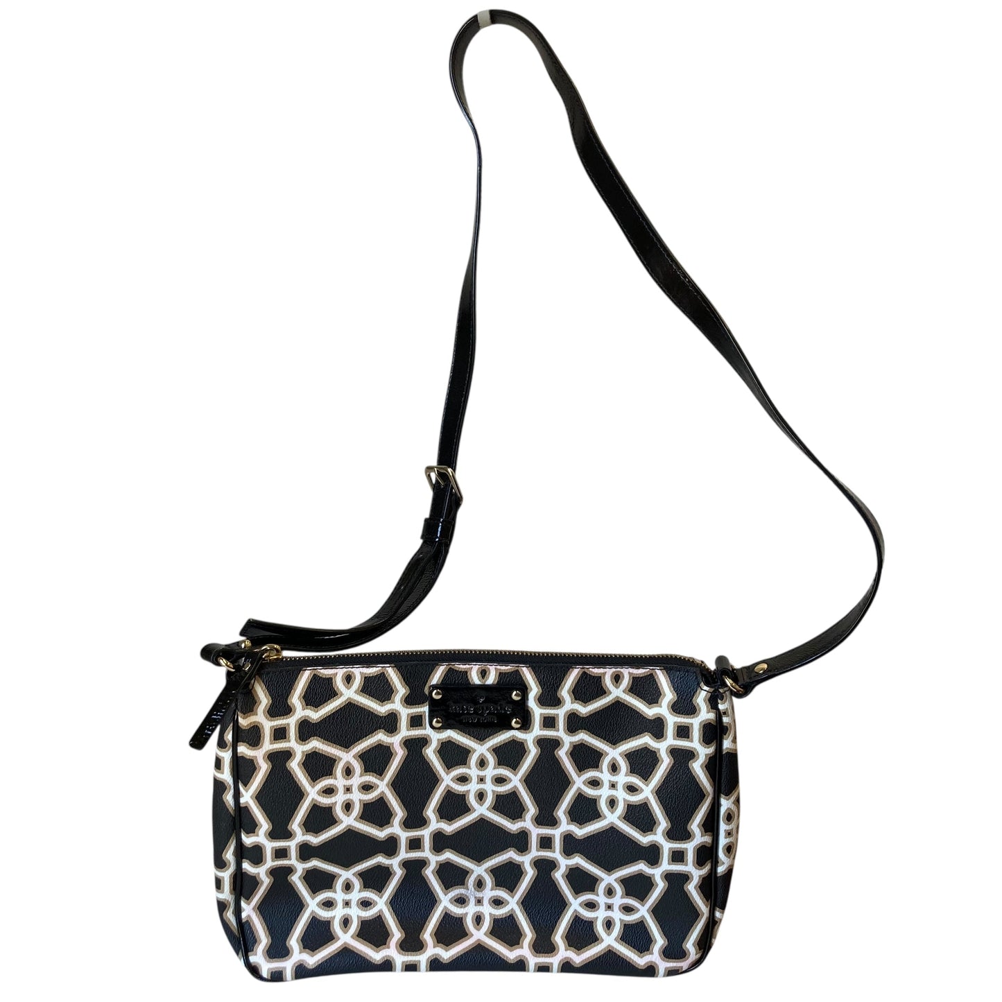Crossbody Designer By Kate Spade In Black & Cream, Size:Medium