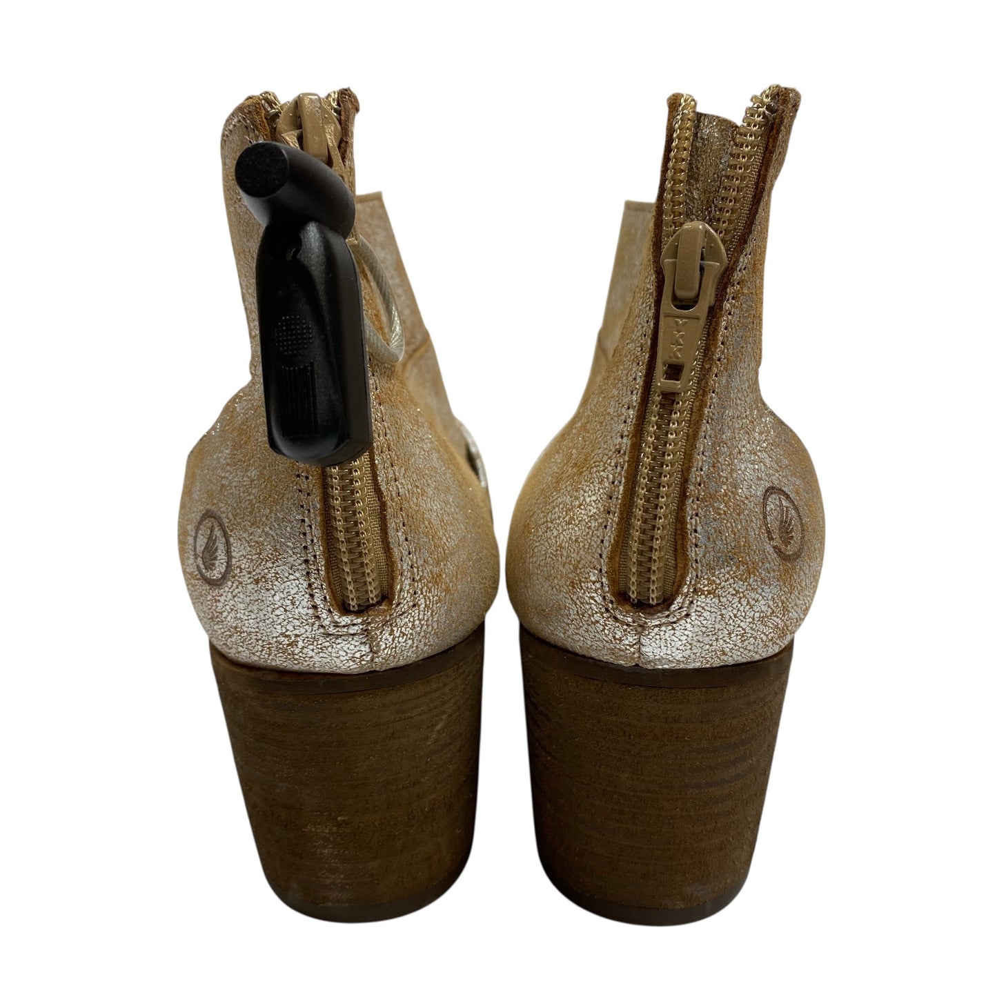 Boots Ankle Heels By Casta In Silver & Tan, Size:7.5a