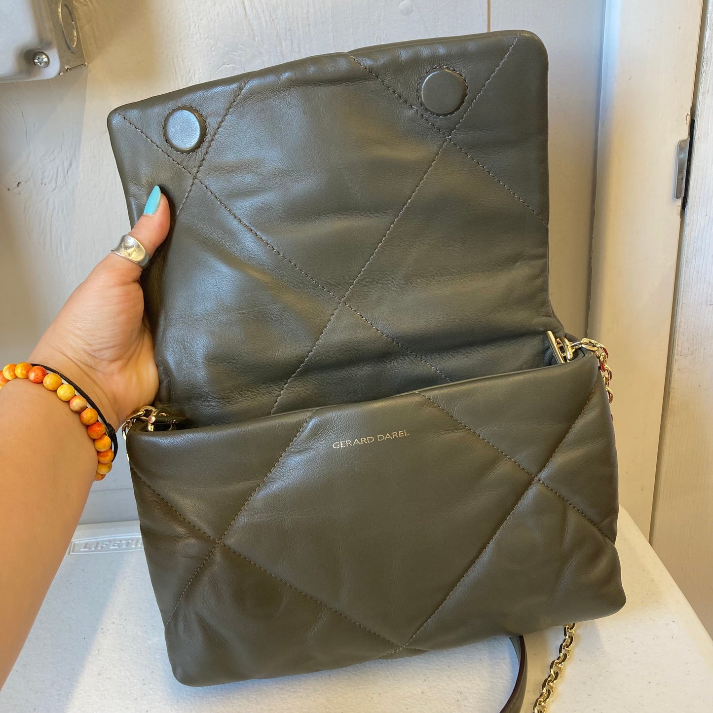 Handbag By Gerard Darel In Grey, Size:Small