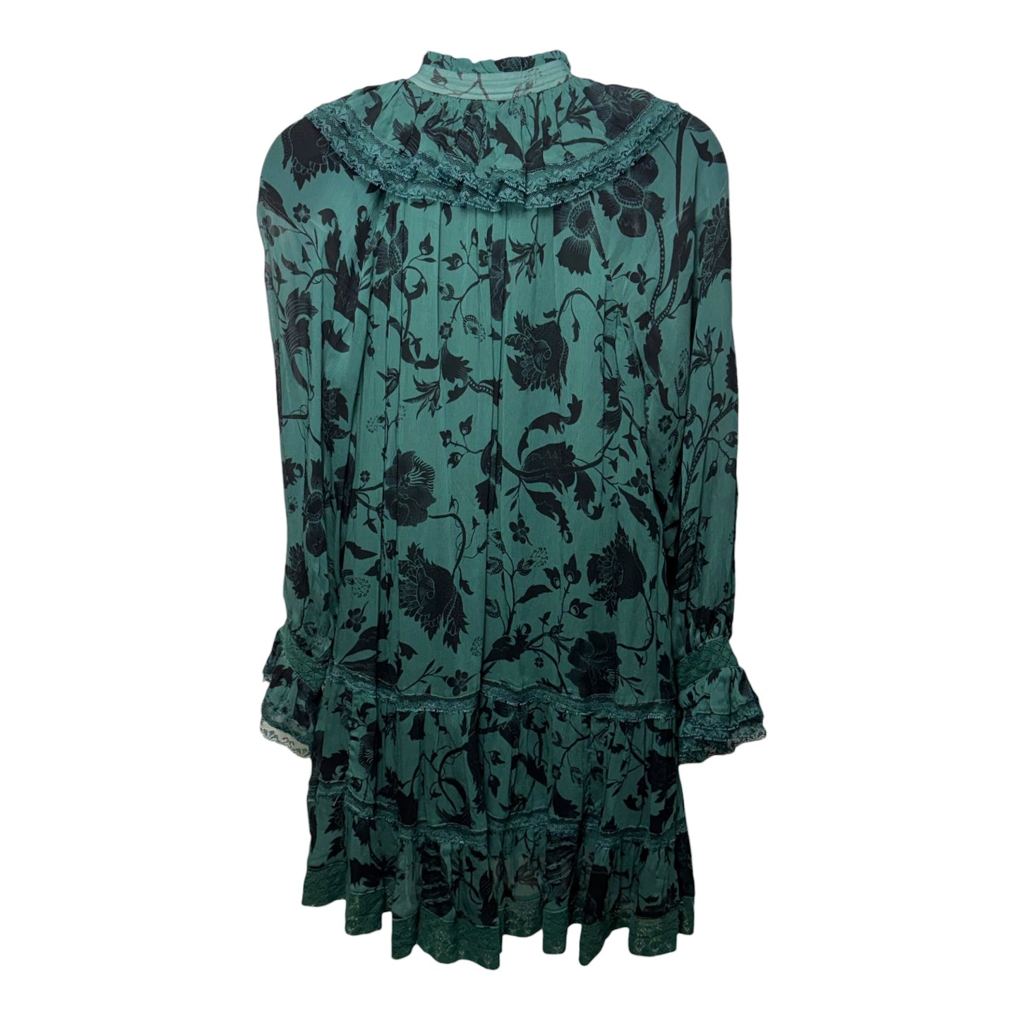 Ruffle V-Neck Tunic Dress By Florence Balducci X Anthropologie In Green, Size: XS