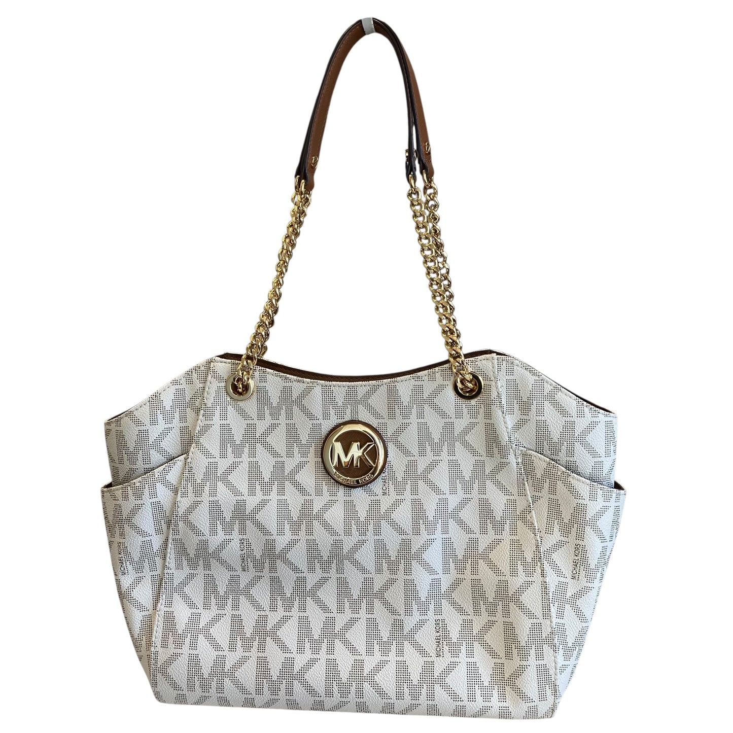 Handbag Designer By Michael Kors In Beige, Size:Large