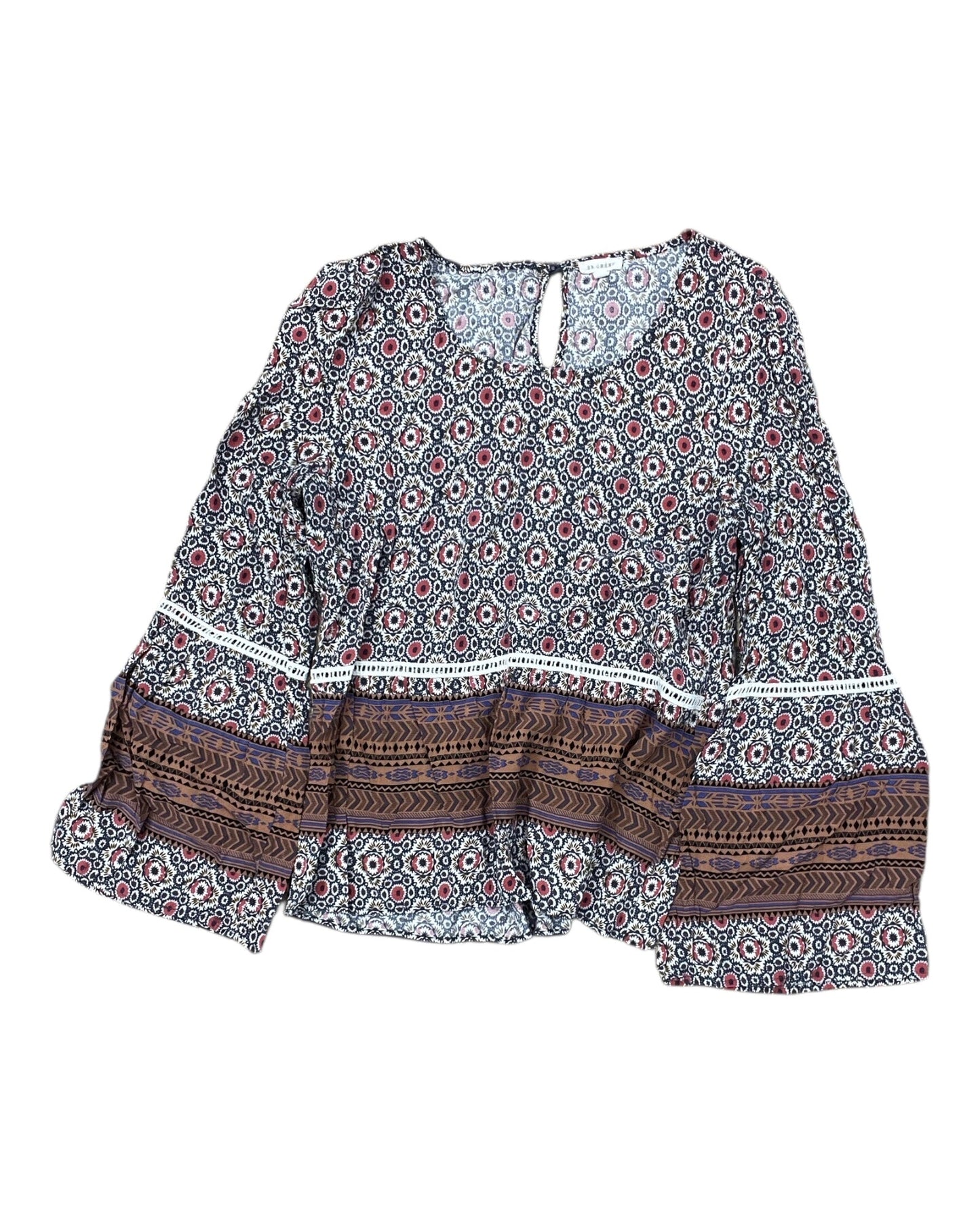 Top Ls By En Creme In Blue & Pink, Size:M