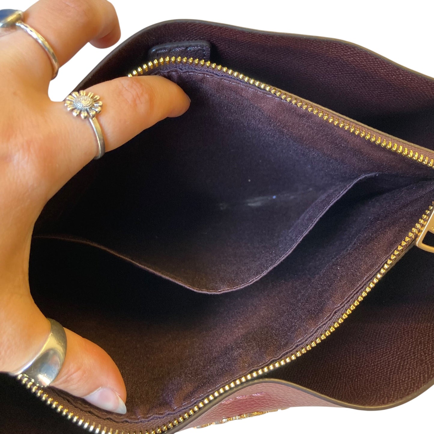 Handbag Designer By Coach In Maroon, Size:Medium