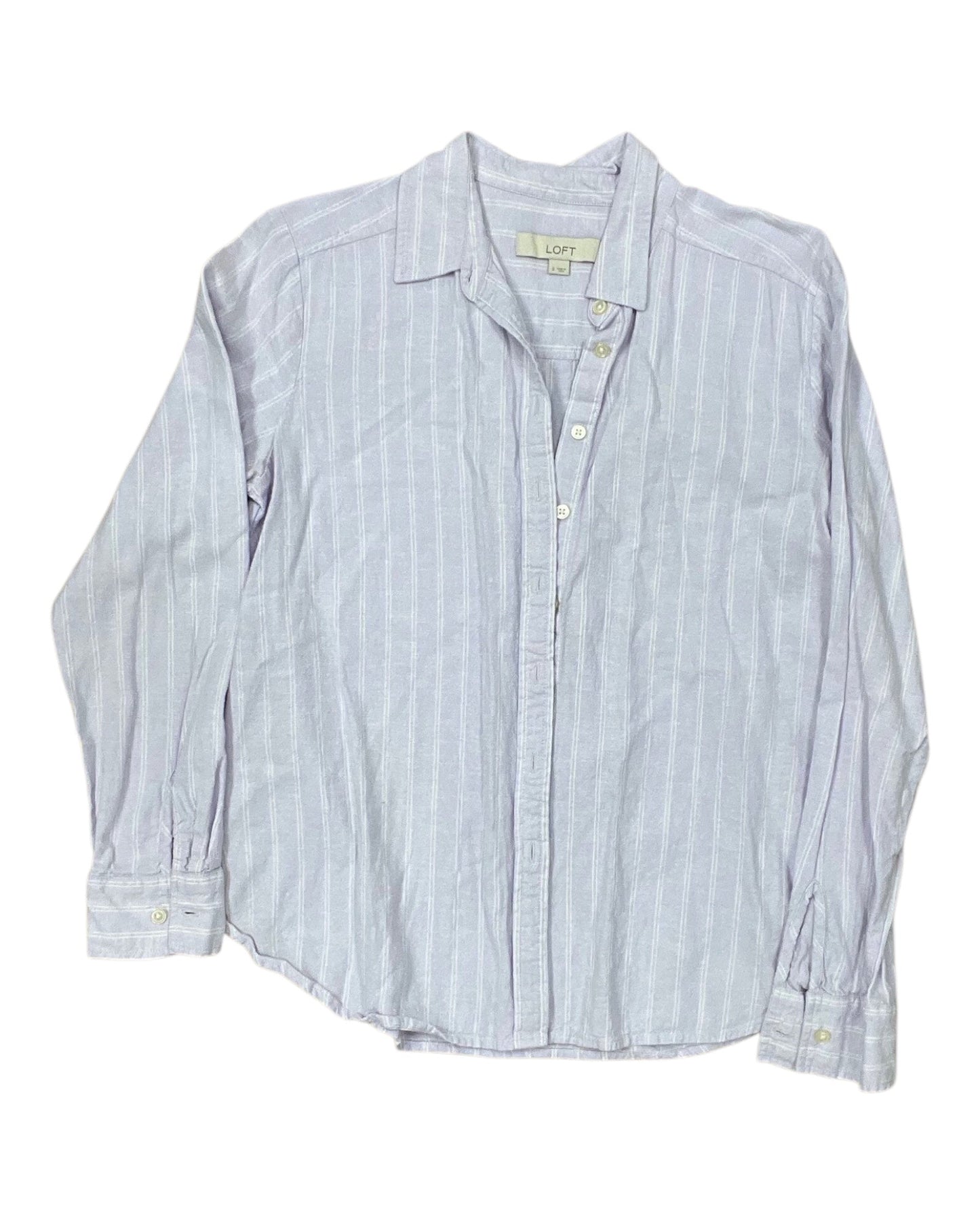 Blouse Ls By Loft In Purple, Size:S