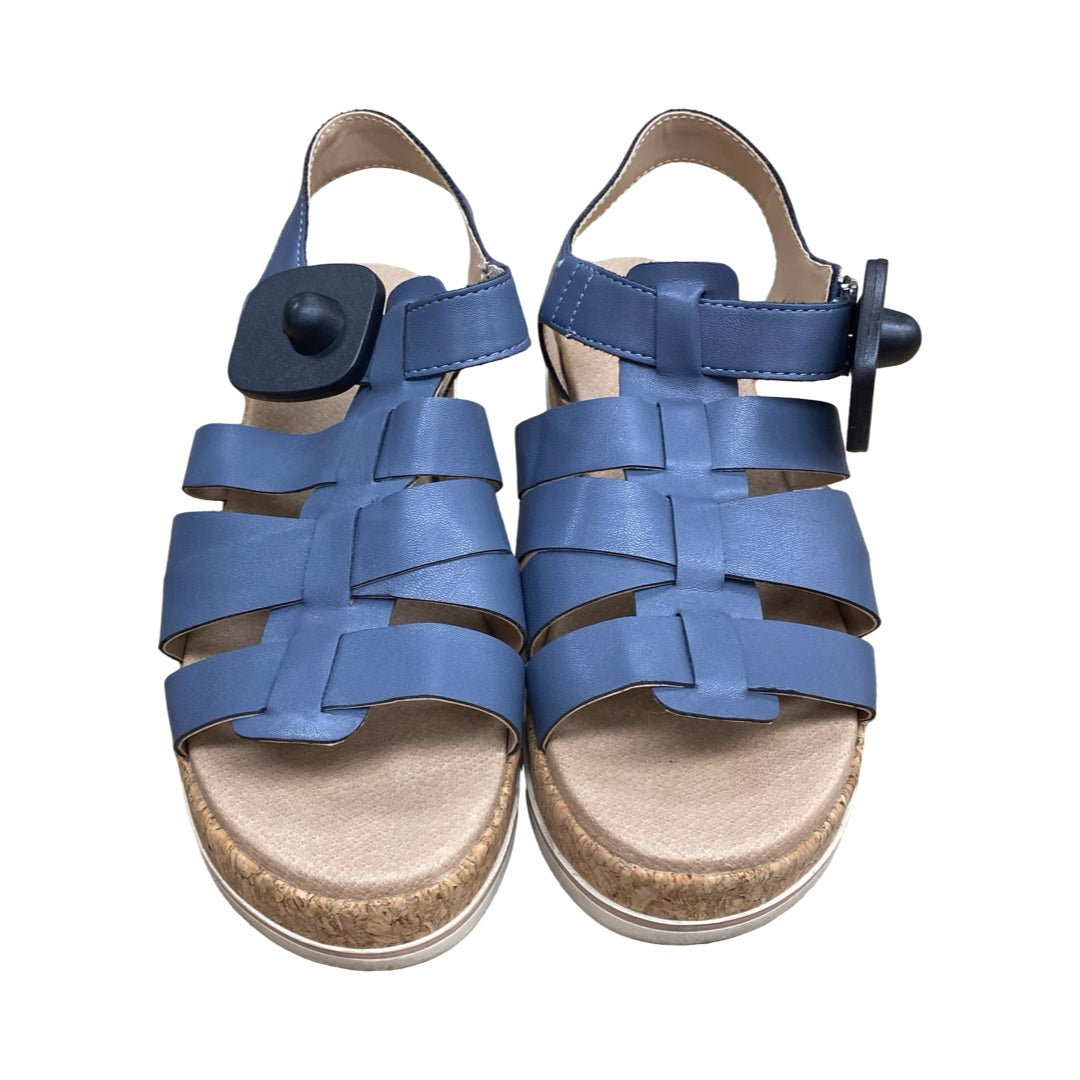 Sandals Heels Platform By Dr Scholls In Blue, Size:7.5