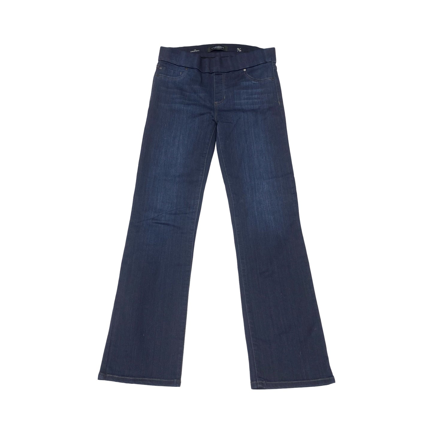 Jeans Straight By Liverpool In Blue Denim, Size:12