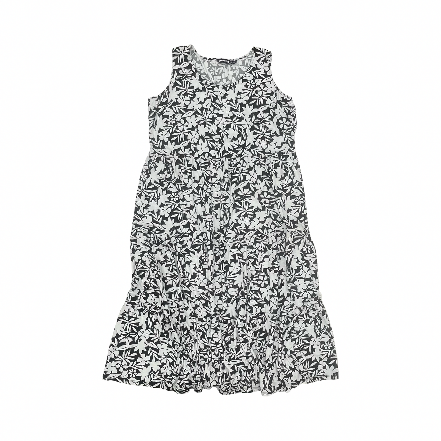 Dress Casual Midi By Lands End In Black & White, Size:2X