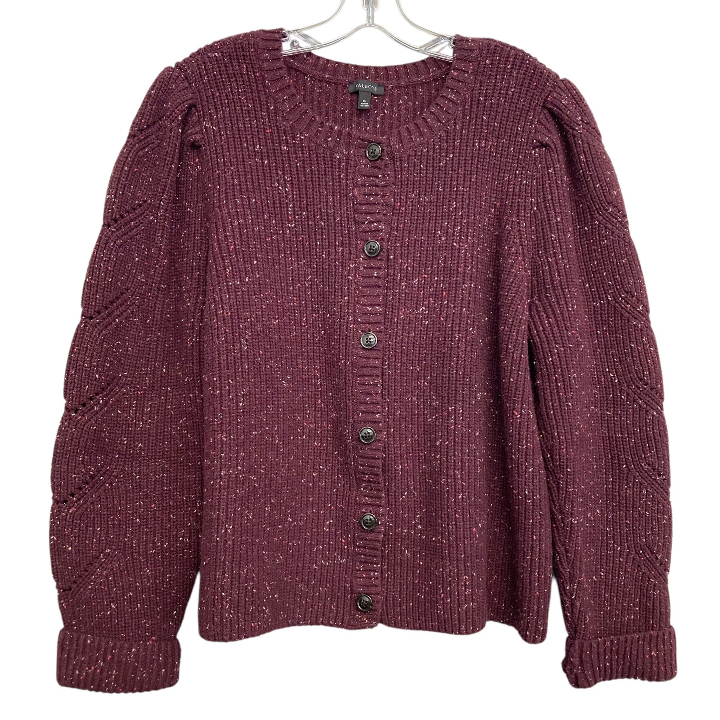 Sweater Cardigan By Talbots In Maroon, Size:Xl
