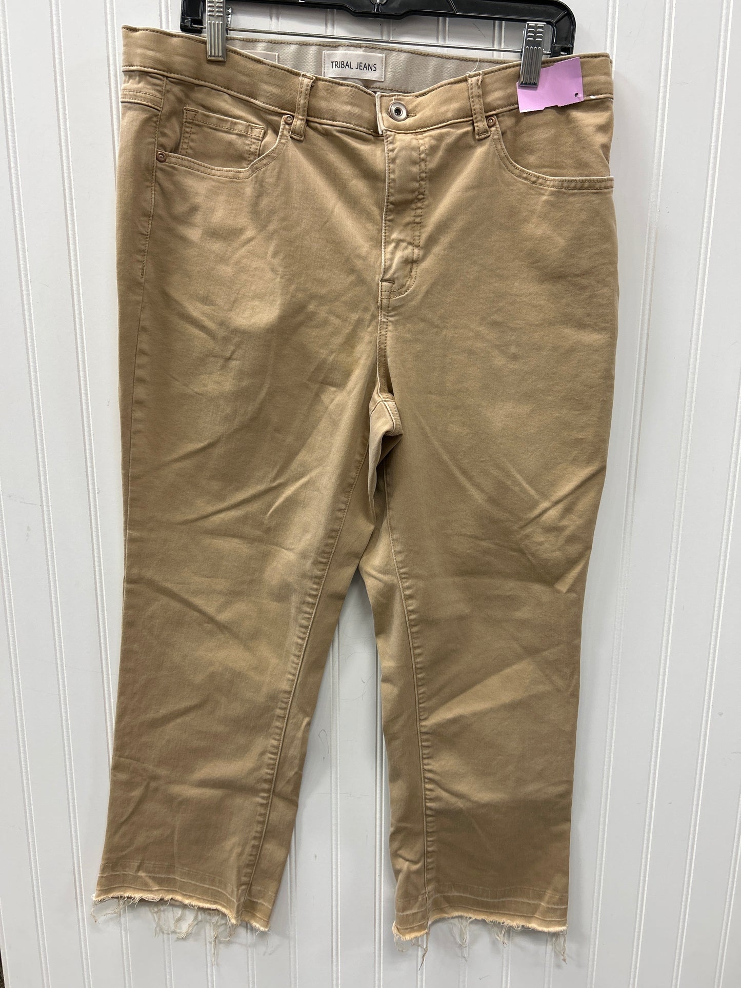 Jeans Straight By Tribal In Brown Denim, Size:14