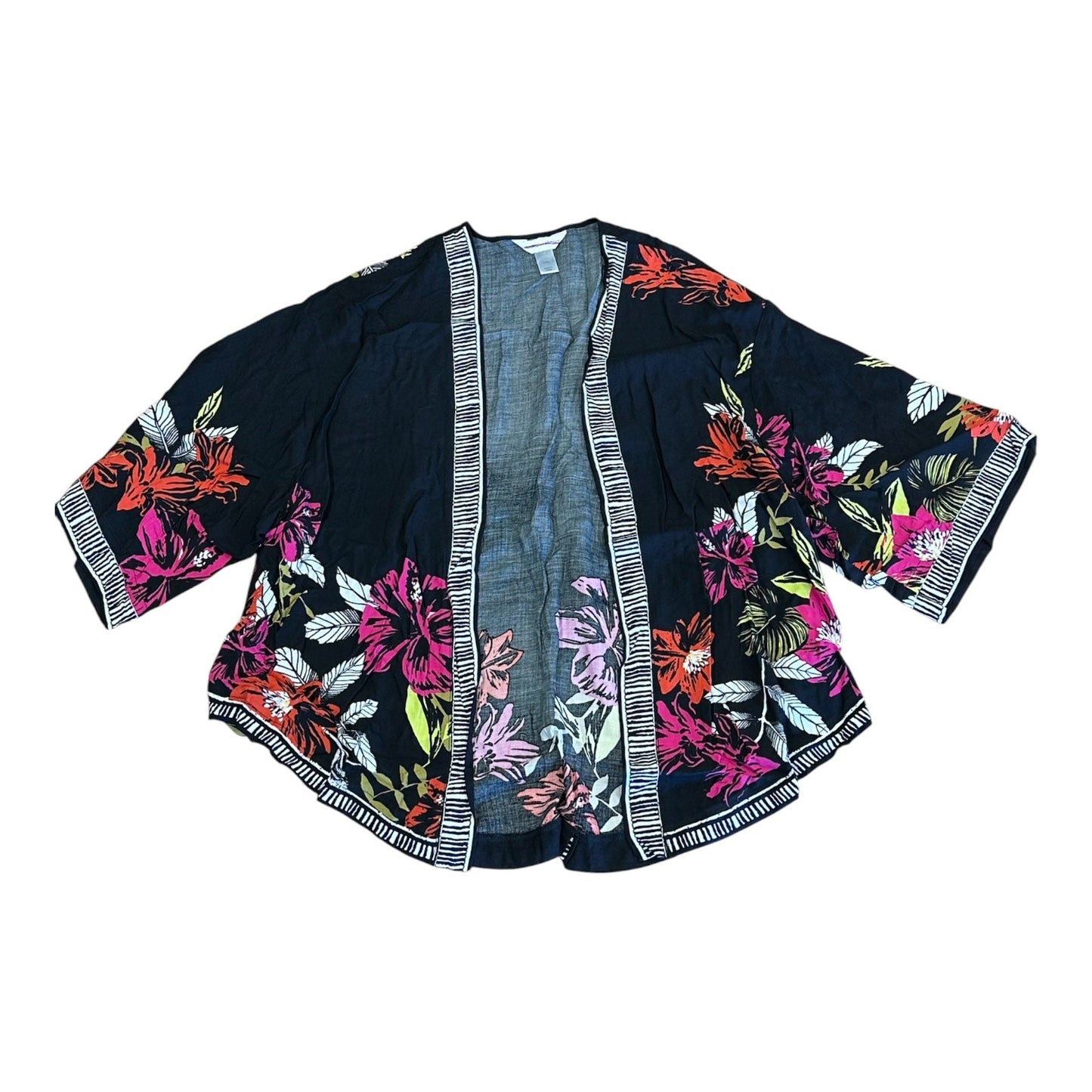 Cardigan By Christopher And Banks In Tropical Print, Size:L