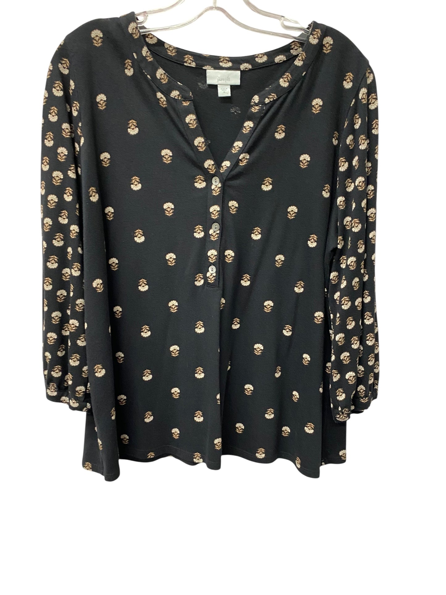 Top 3/4 Sleeve By Pure Jill In Black, Size:M