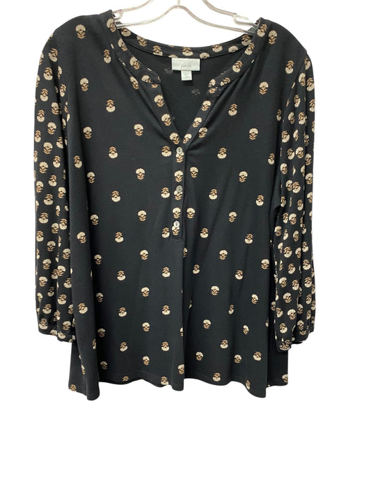 Top 3/4 Sleeve By Pure Jill In Black, Size:M