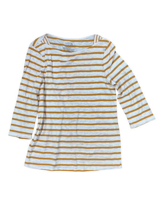 Top 3/4 Sleeve By Time And Tru In White & Yellow, Size:Xl