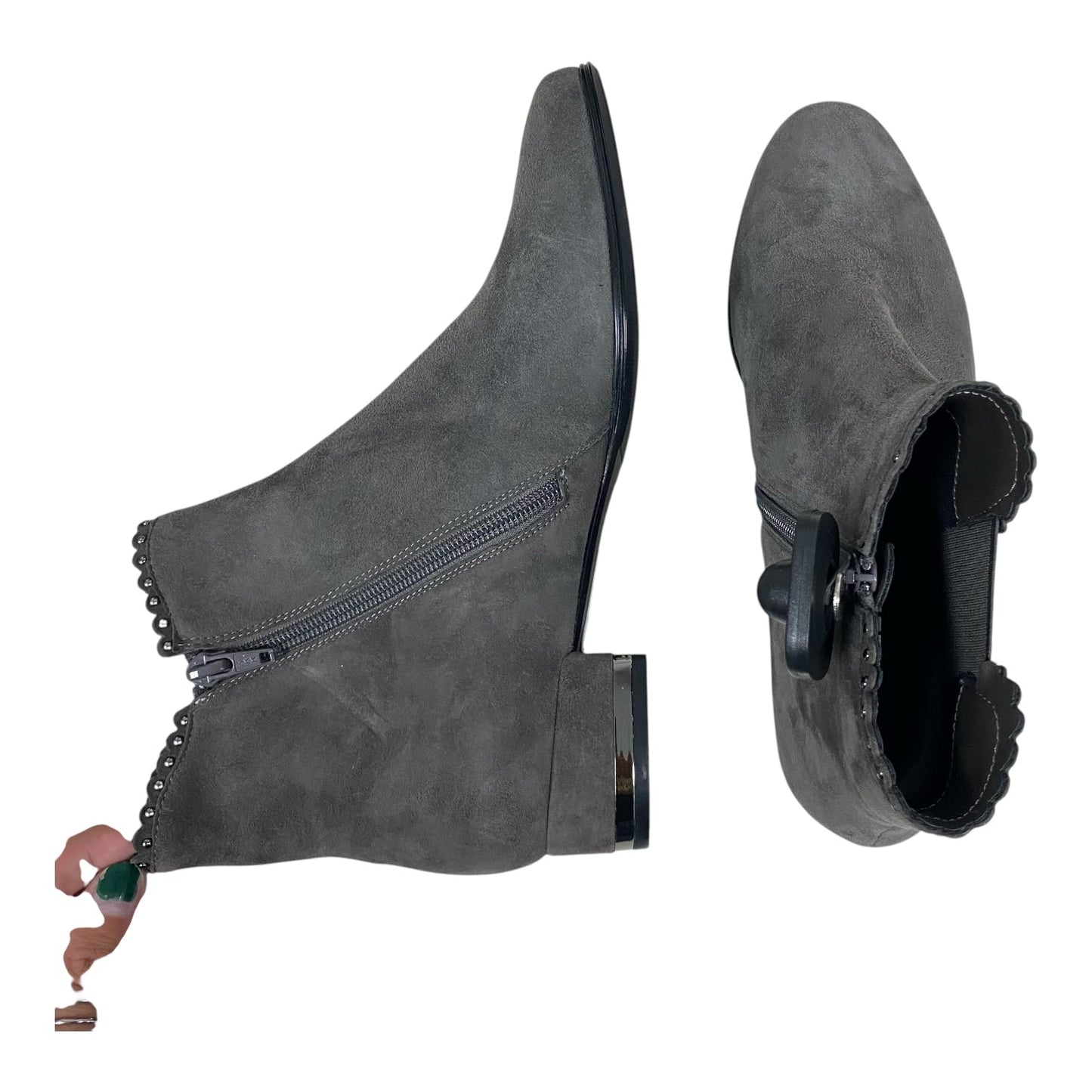 Boots Ankle Heels By Vaneli In Grey, Size:8