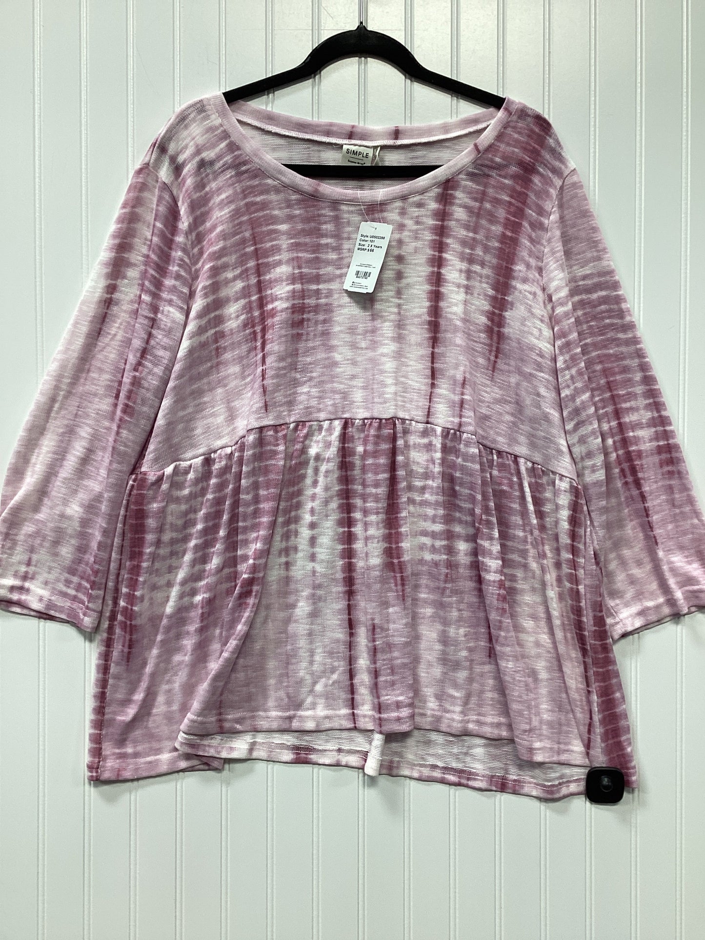 Top Ls By Simple In Pink, Size:2X
