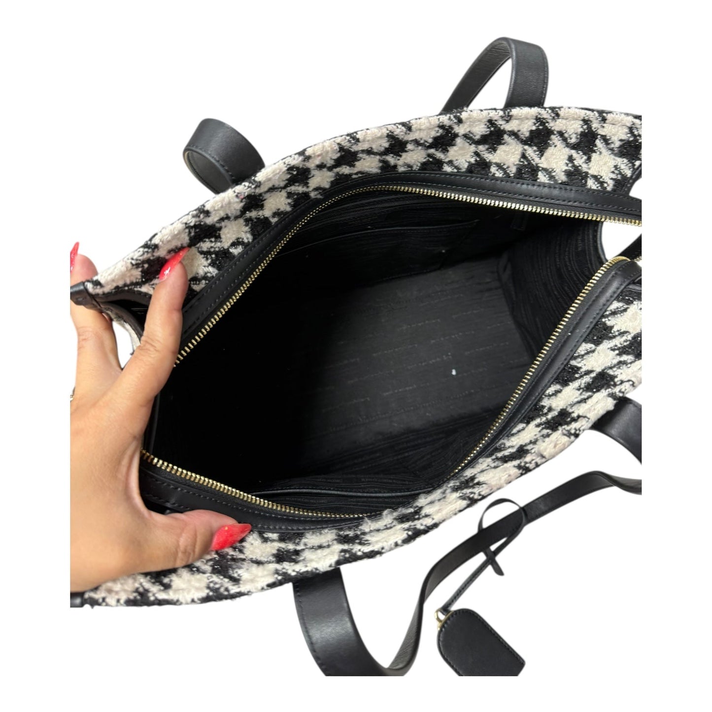 Handbag Designer By Kate Spade In Black & White, Size:Medium