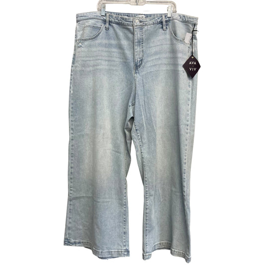 Jeans Wide Leg By Ava & Viv In Blue Denim, Size:24