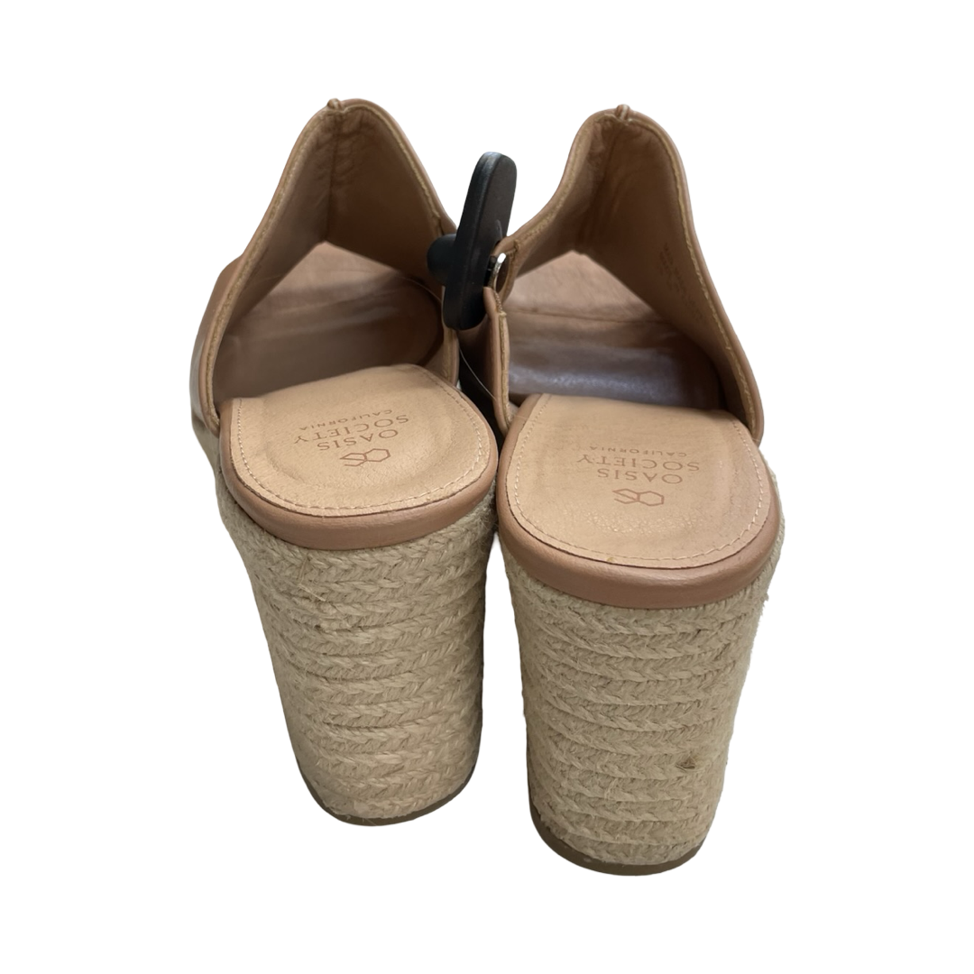 Sandals Heels Wedge By Oasis Society In Tan, Size:10