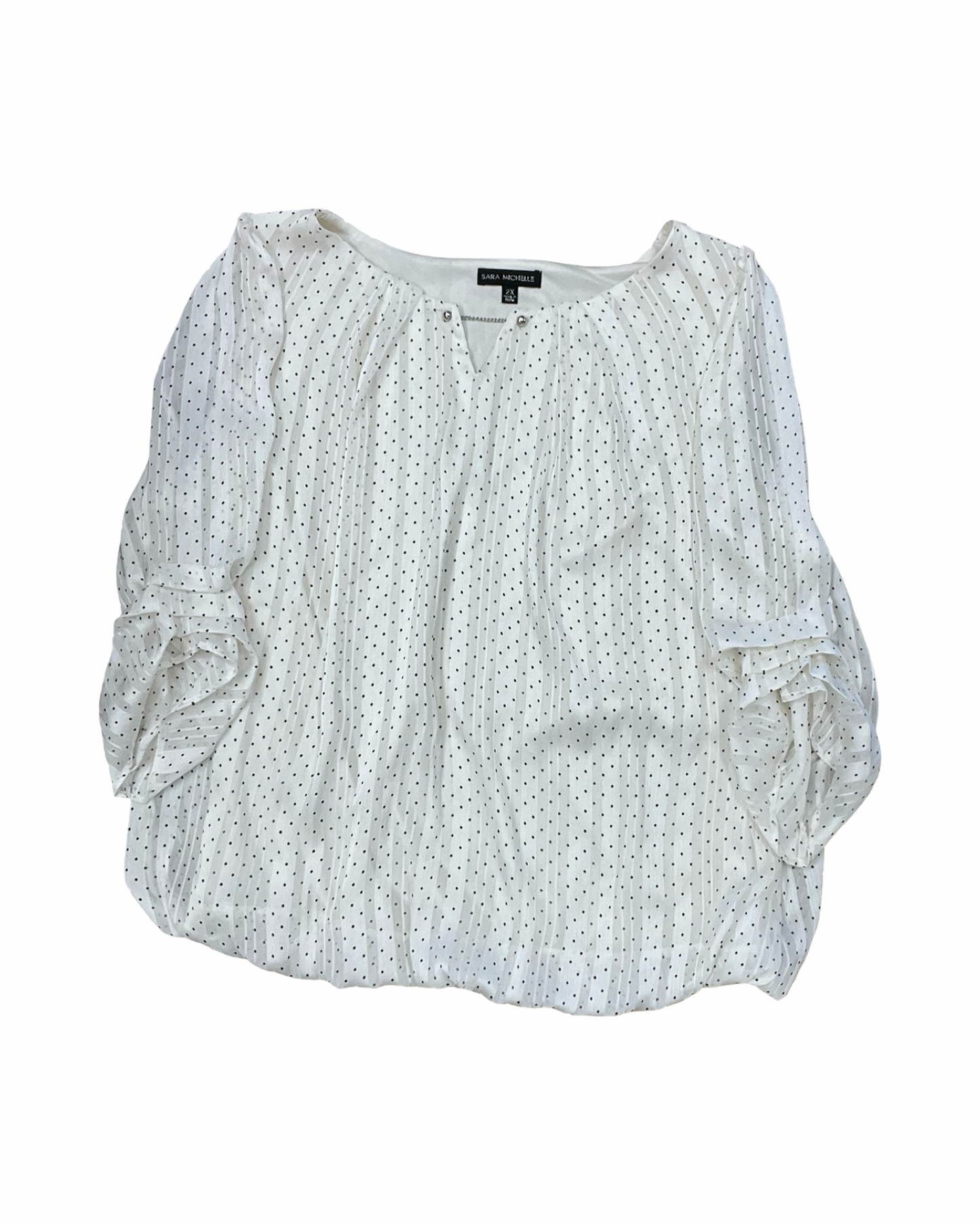 Top 3/4 Sleeve By Sara Michelle In Black & Cream, Size:2X