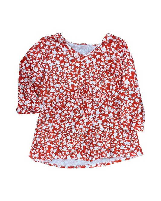 Top 3/4 Sleeve By Clothes Mentor In Red & White, Size:1X