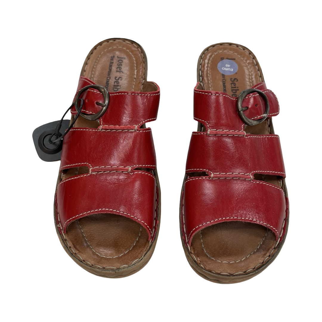 Sandals Heels Block By Josef Seibel In Red, Size:9.5