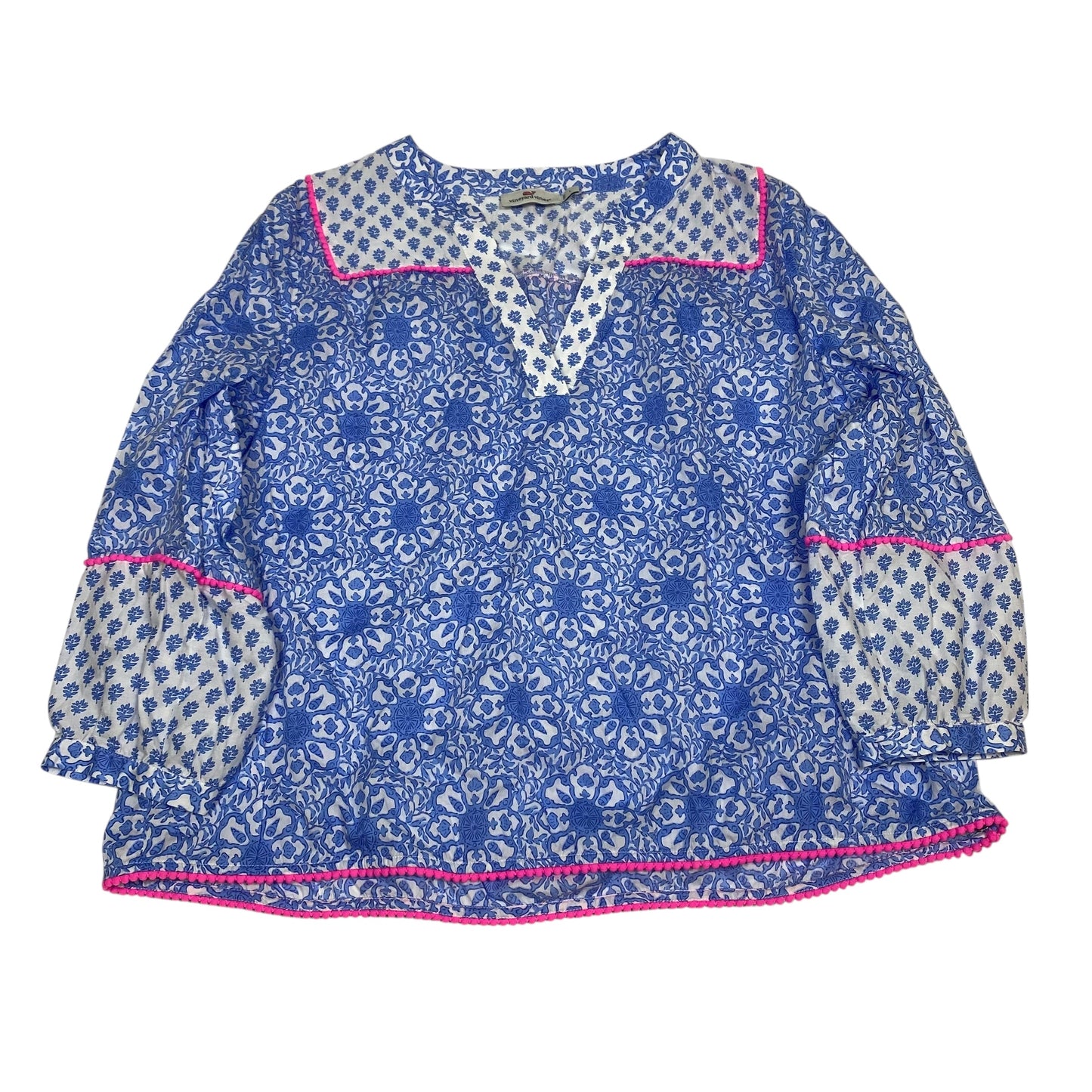 Top Ls Designer By Vineyard Vines In Blue & White, Size:L