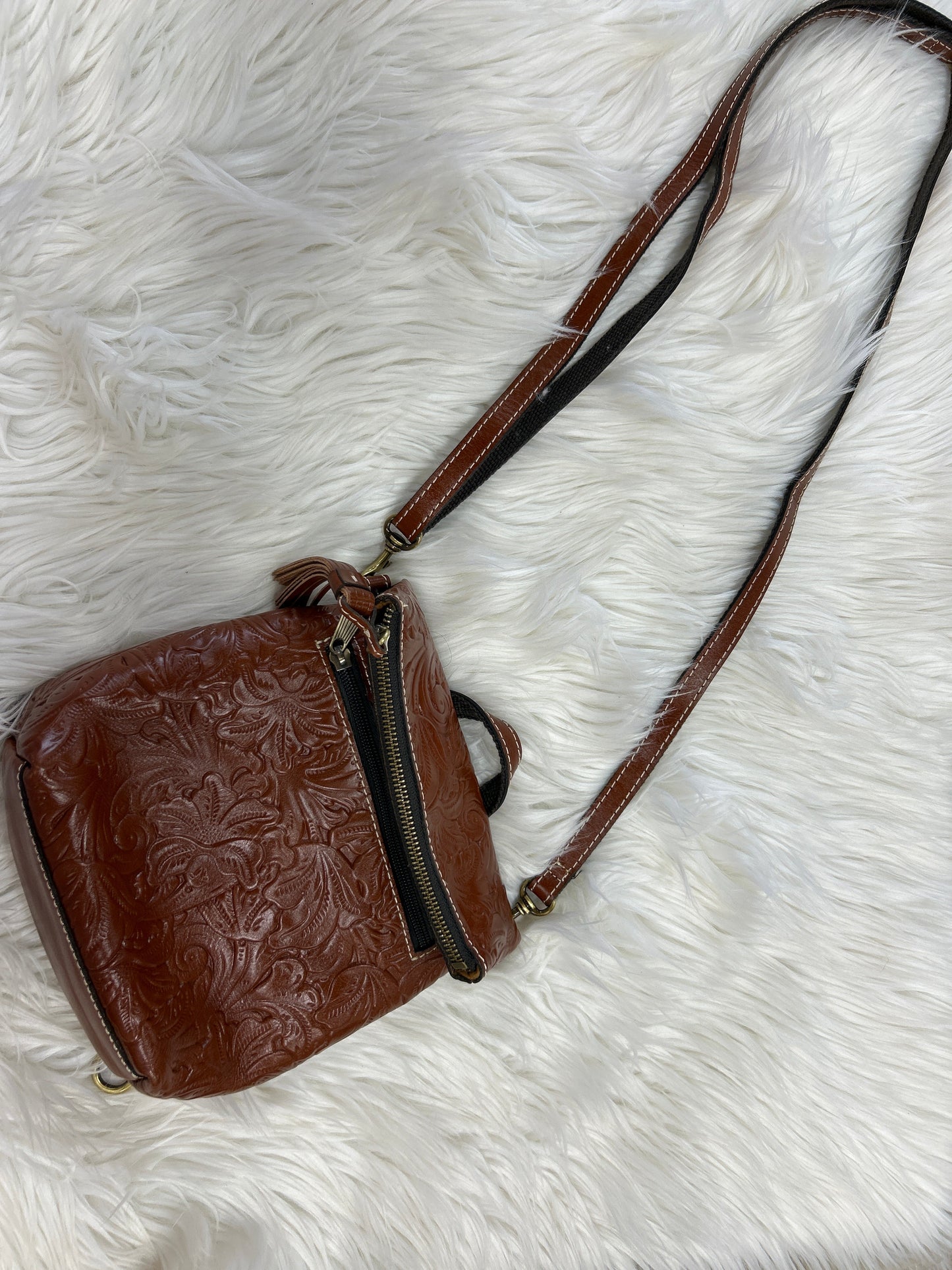 Crossbody Designer By Patricia Nash In Brown, Size:Medium