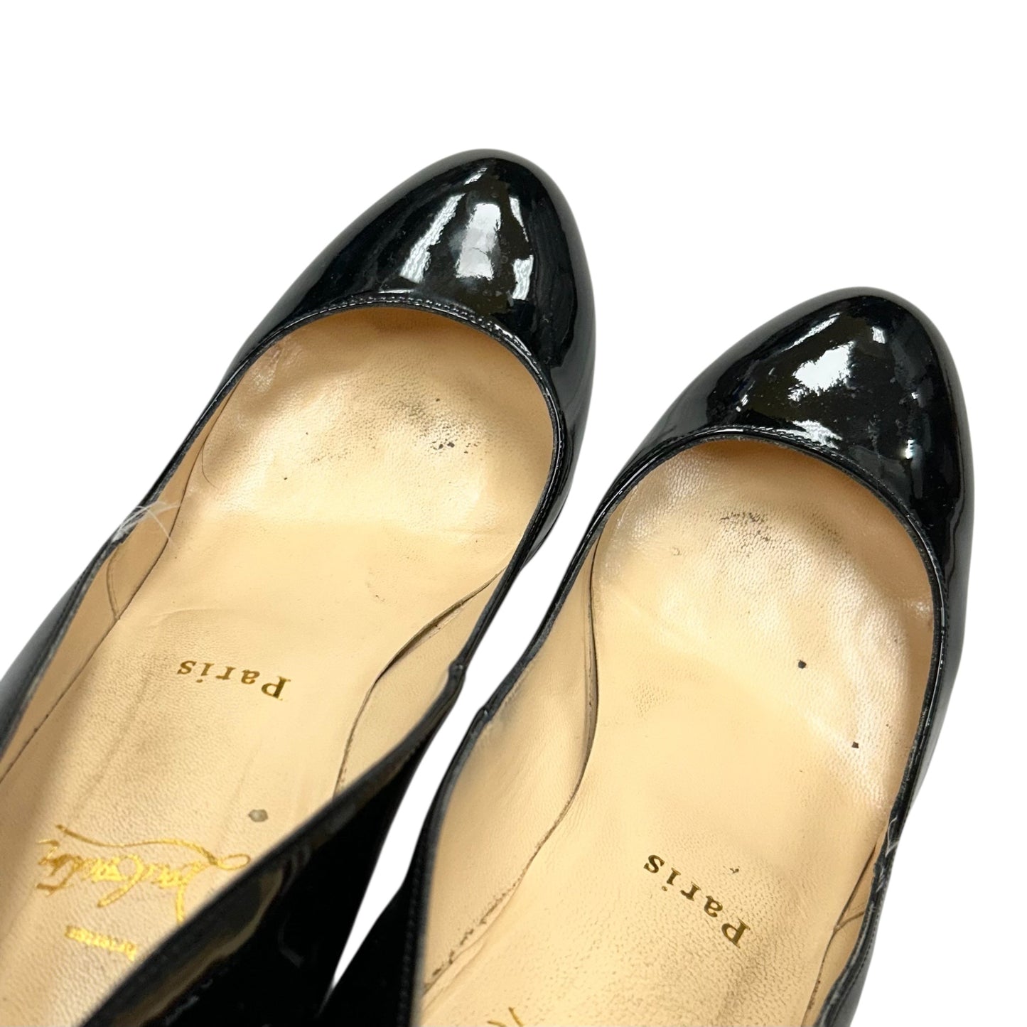 Shoes Luxury Designer By Christian Louboutin In Black & Red, Size: 8.5