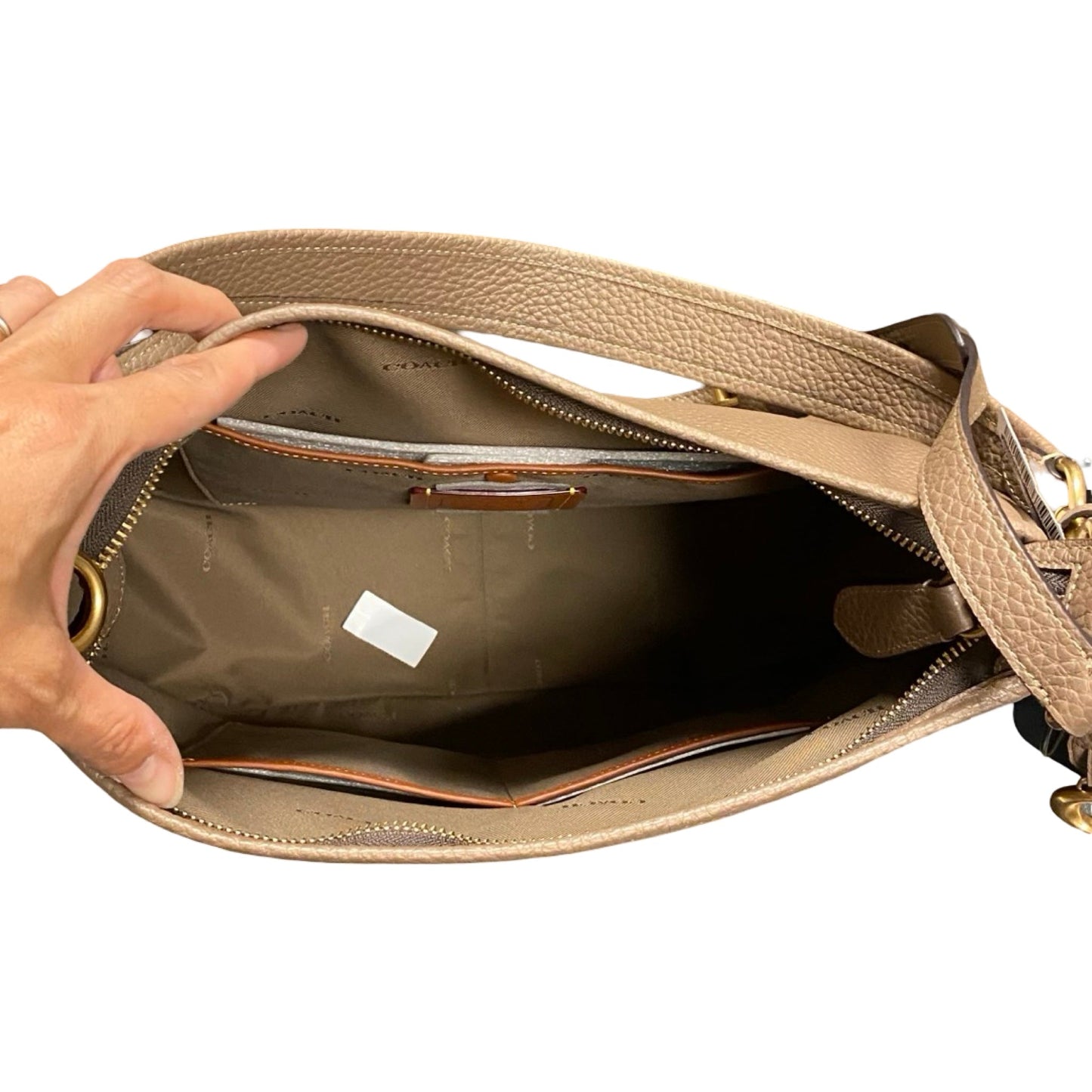 Handbag Designer By Coach In Taupe, Size:Large