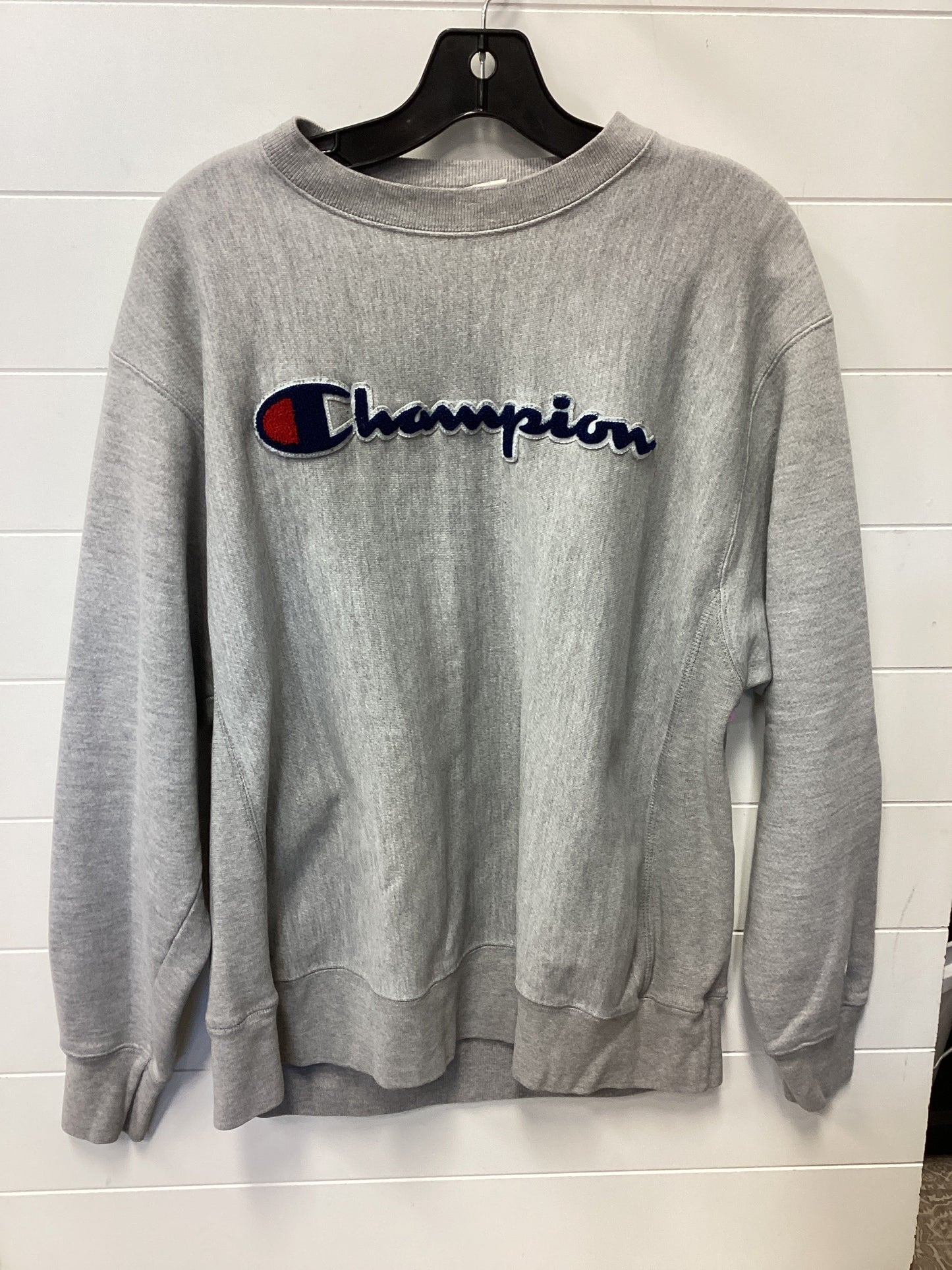 Athletic Sweatshirt Crewneck By Champion In Grey, Size:L