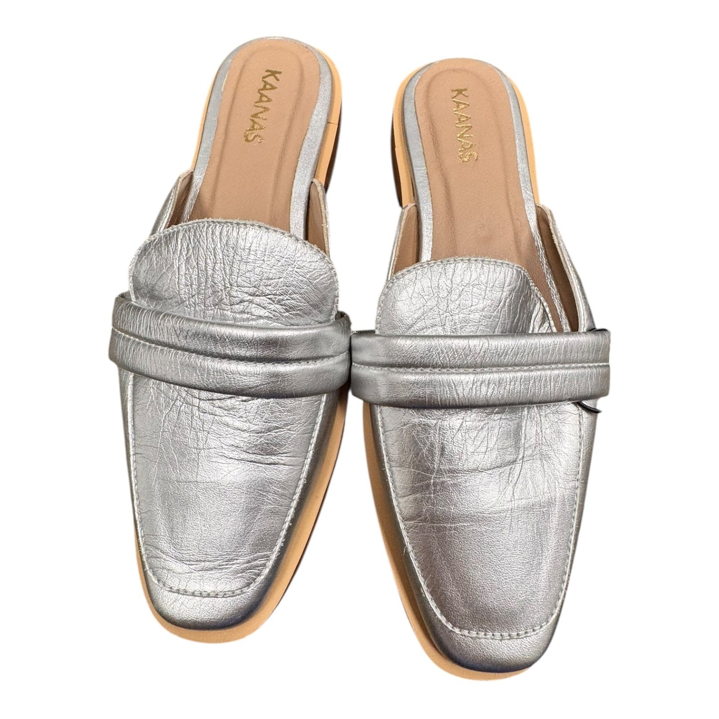 Shoes Flats By KAANAS In Silver, Size:8