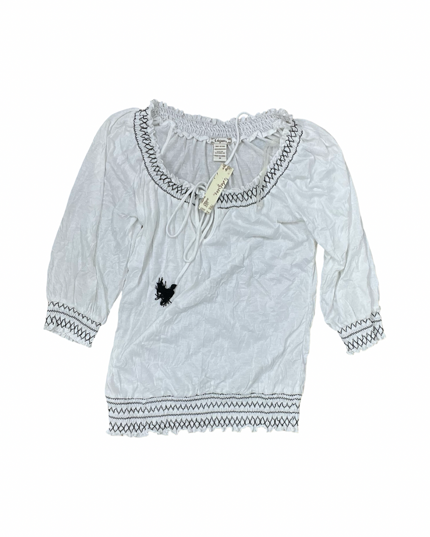 Top 3/4 Sleeve By Clothes Mentor In White, Size:M