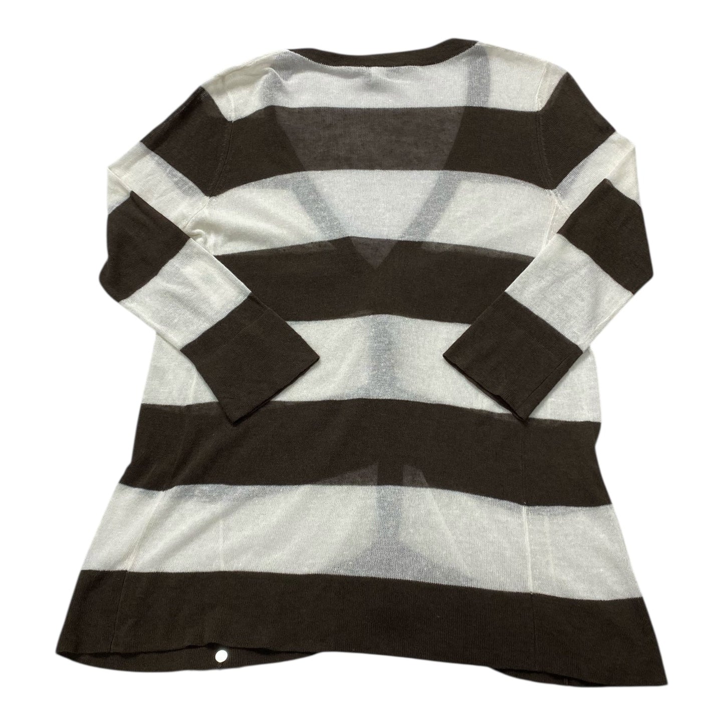 Sweater Cardigan Cashmere By Autumn Cashmere In Brown & White, Size:S