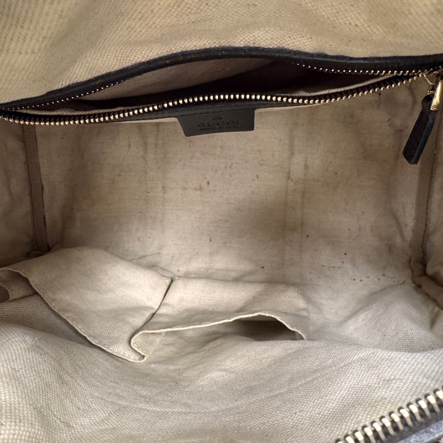 Boston Handbag Luxury Designer By Gucci In Brown, Size:Medium (As Is)
