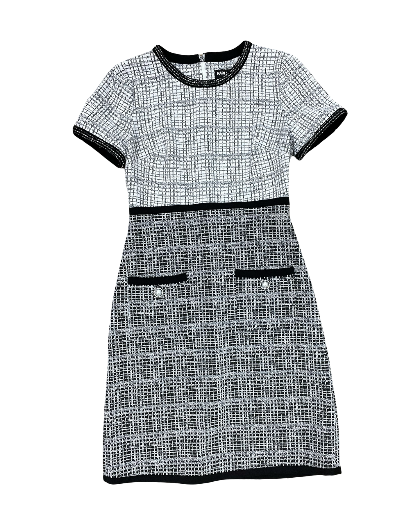 Dress Designer By Karl Lagerfeld In Black & White, Size:2
