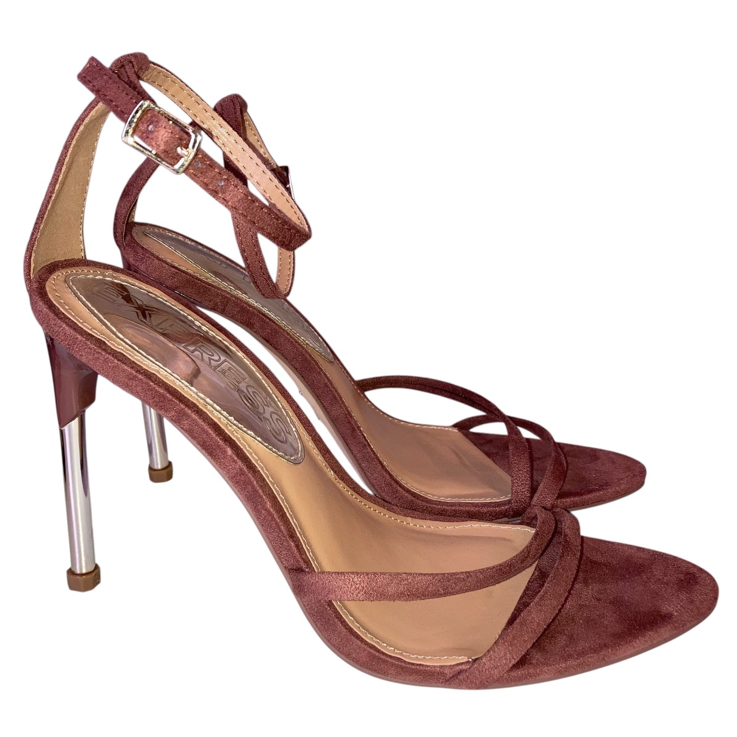 Sandals Heels Stiletto By Express In Brown, Size:6