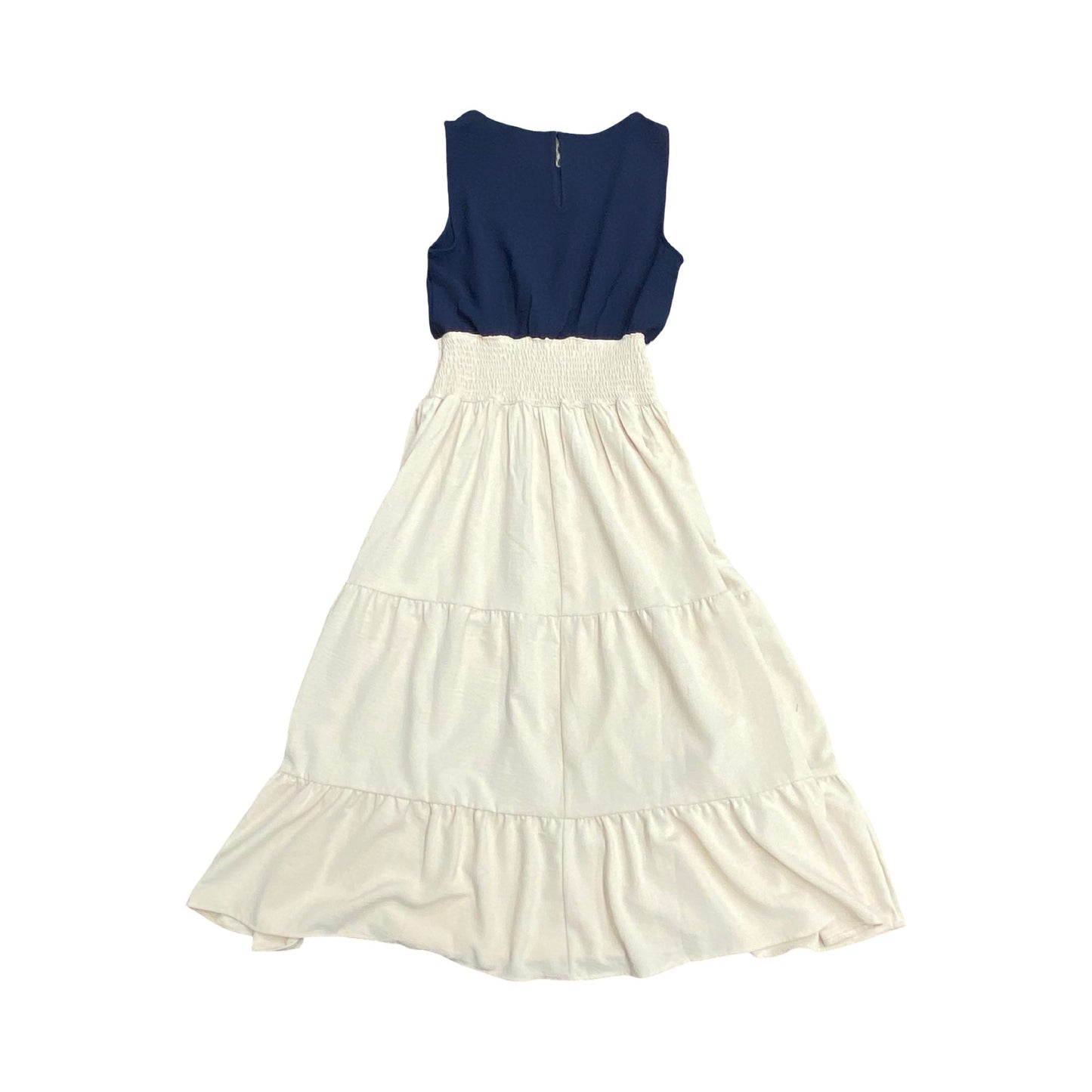 Dress Casual Midi By Dkny In Blue & Cream, Size:Xs