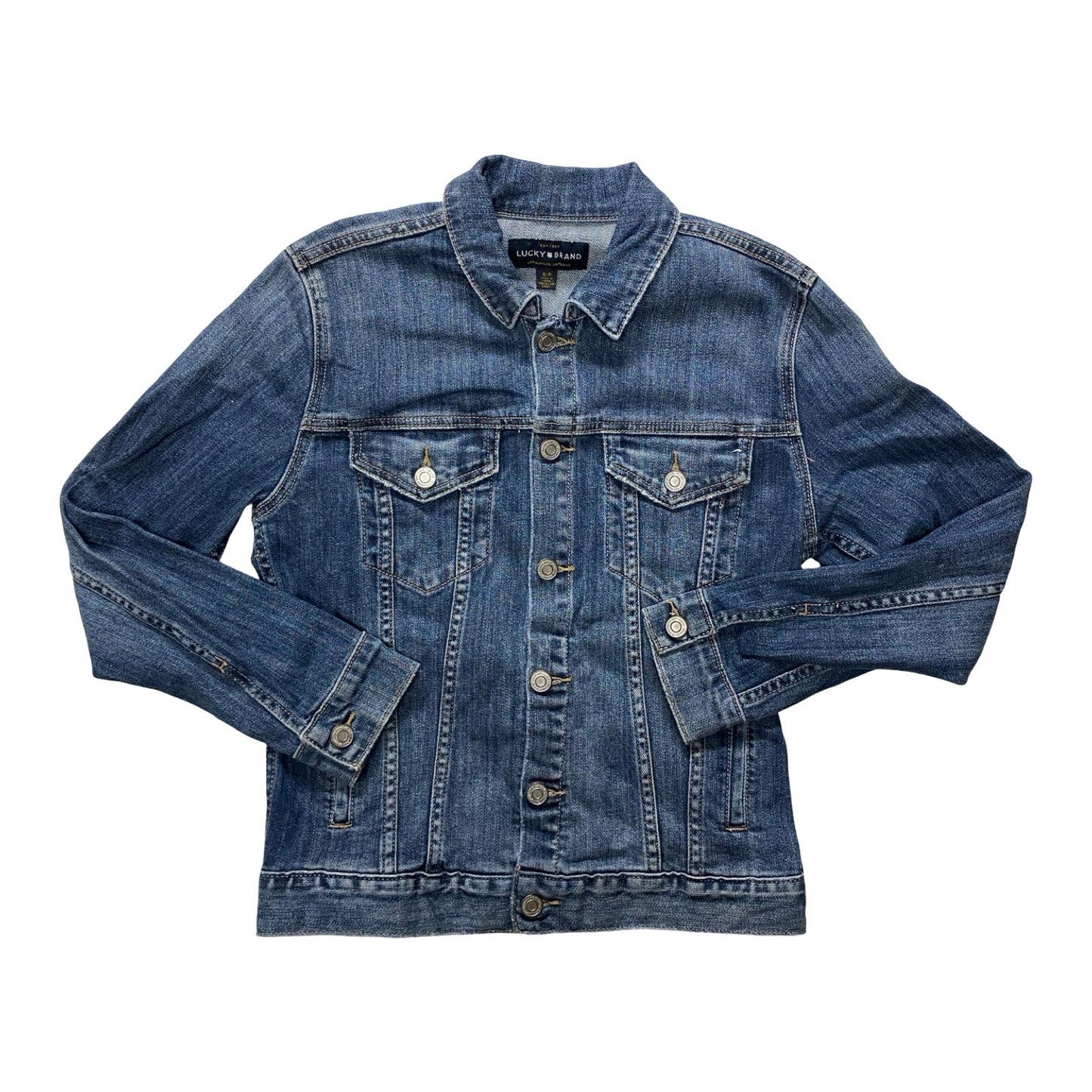 Jacket Denim By Lucky Brand In Blue Denim, Size:S