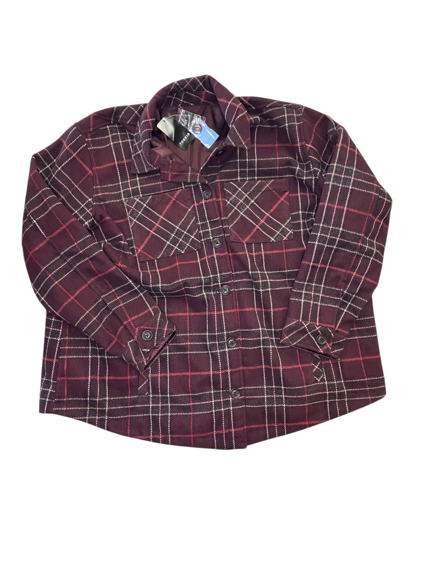 Jacket Shirt By Torrid In Red, Size:L