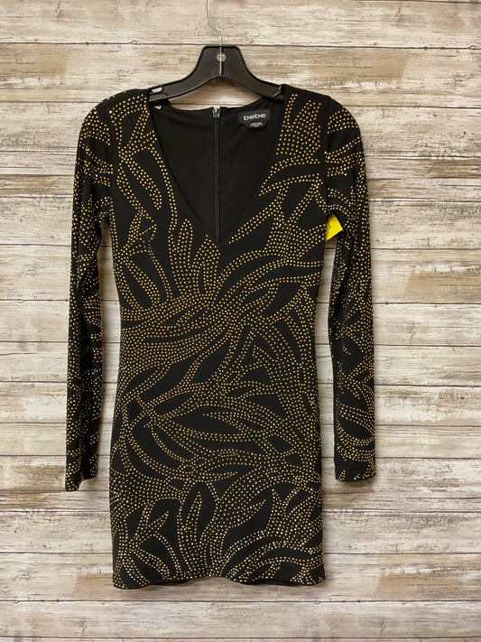Dress Party Short By Bebe In Black & Gold, Size:Xs