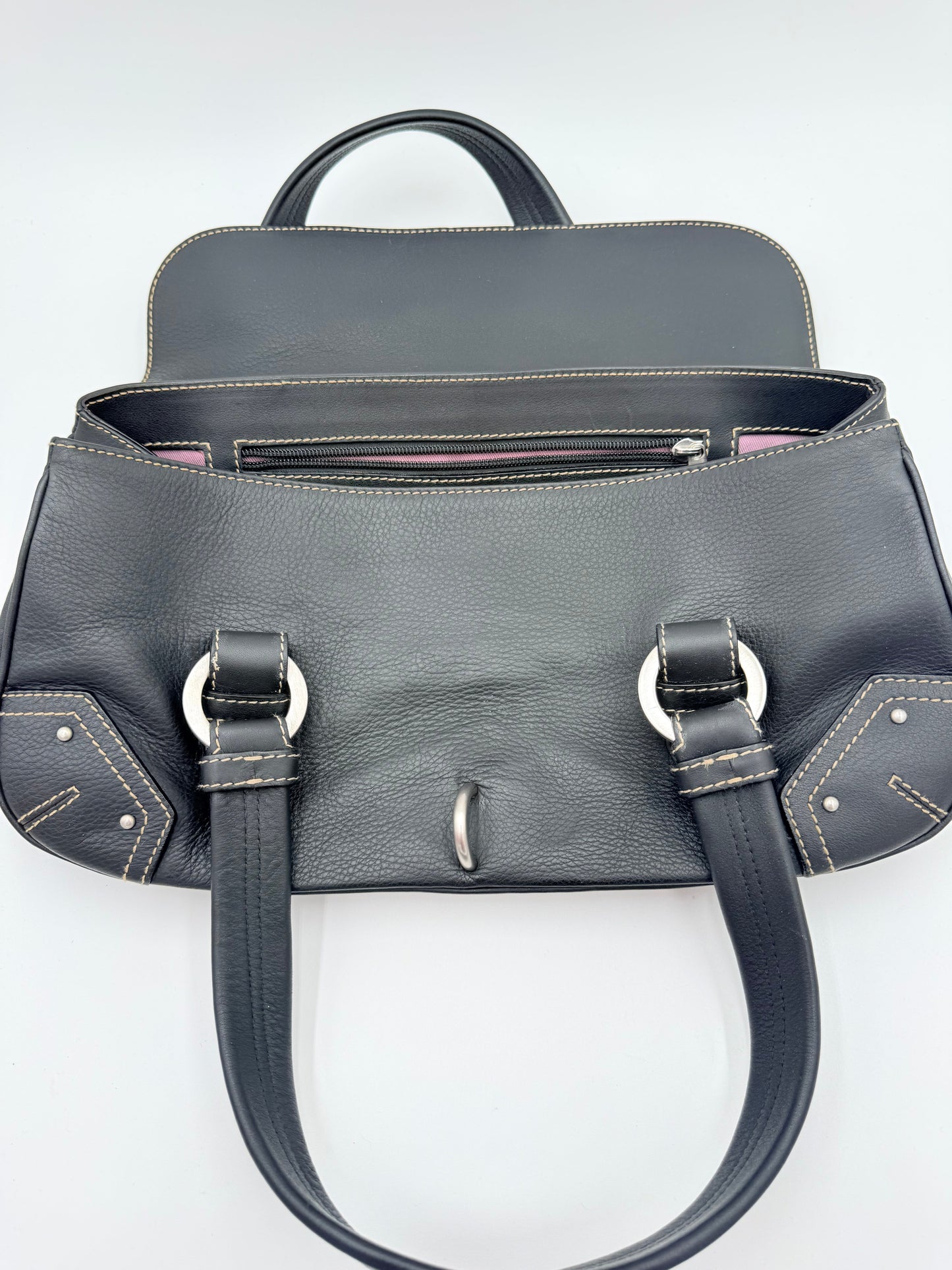 Handbag Leather By Bally, Size: Large