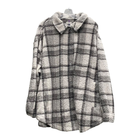 Jacket Shirt By Yitty In Grey & White, Size:1X