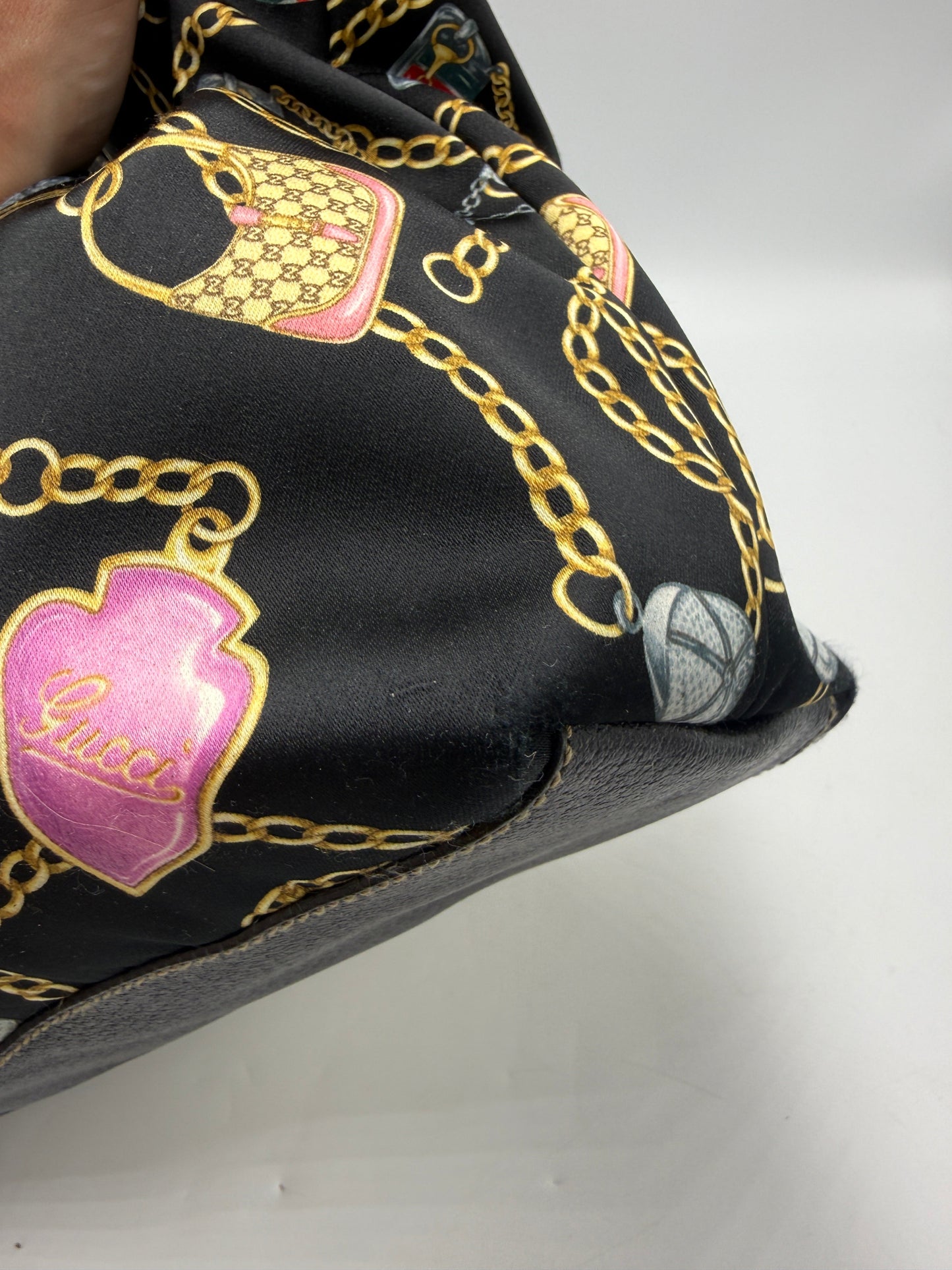 Gucci Satin Charmy Luxury Designer Tote / Handbag