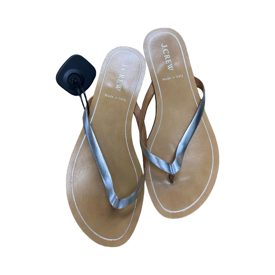 Sandals Flats By J. Crew In Brown & Silver, Size:7
