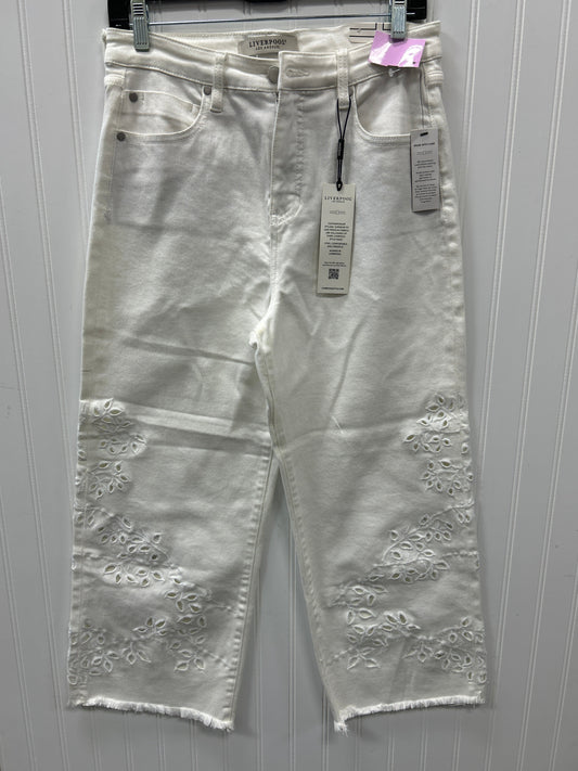 Jeans Straight By Liverpool In Cream Denim, Size:8
