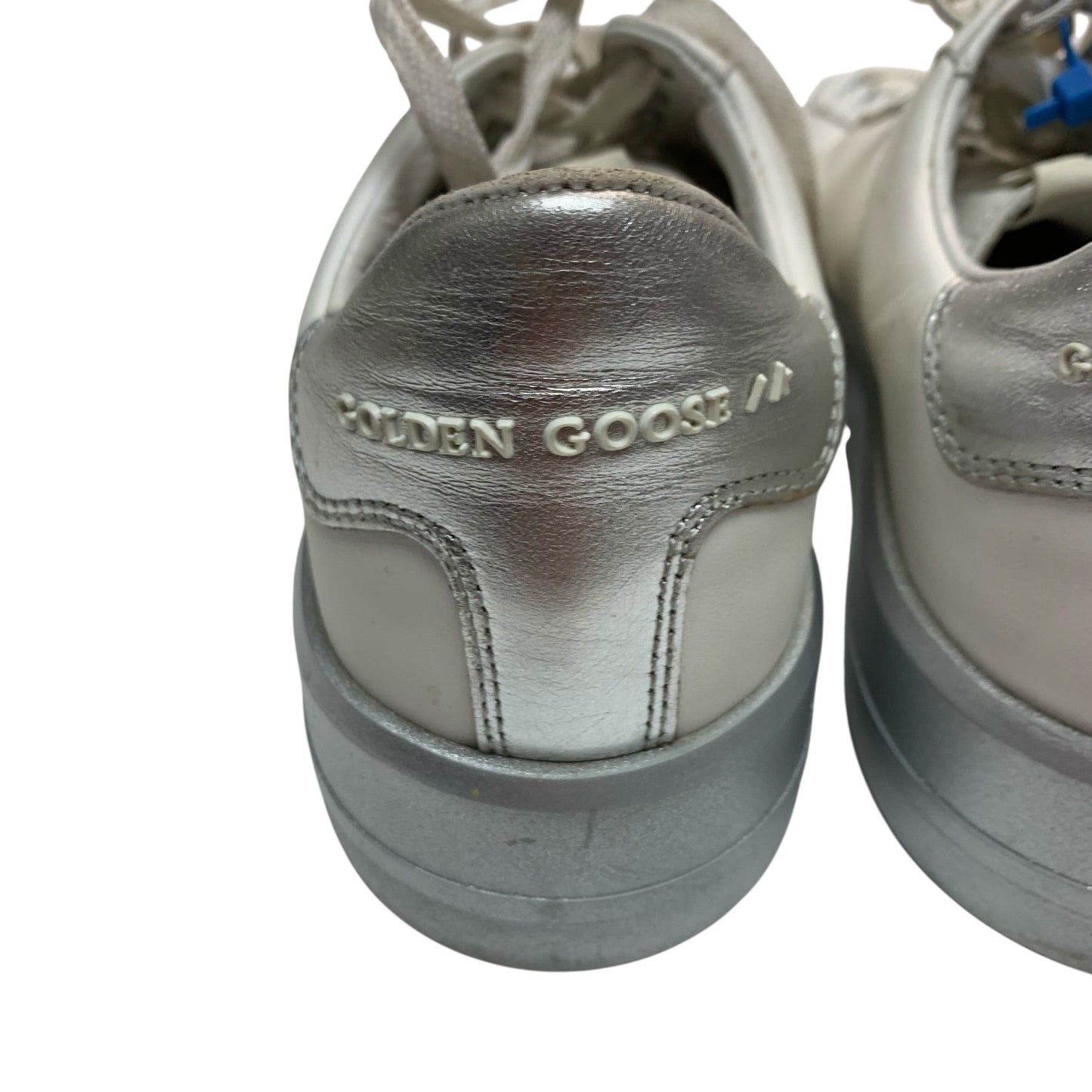 Shoes Luxury Designer By Golden Goose In Silver & White, Size: 9