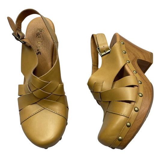 Sandals Heels Wedge By Italian Shoemakers In Bronze, Size: 6.5