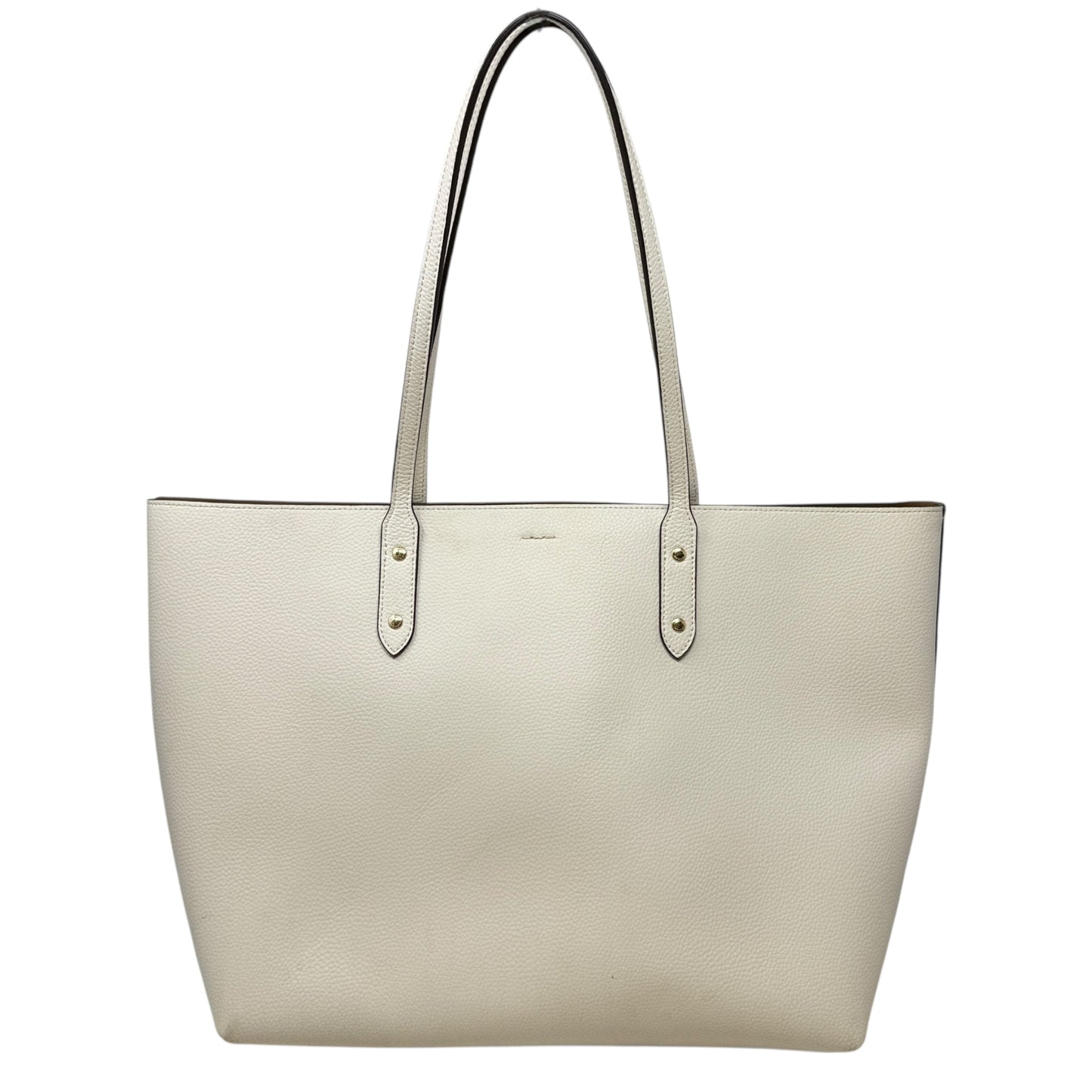 Leather Town Tote Designer By Coach, Size: Large