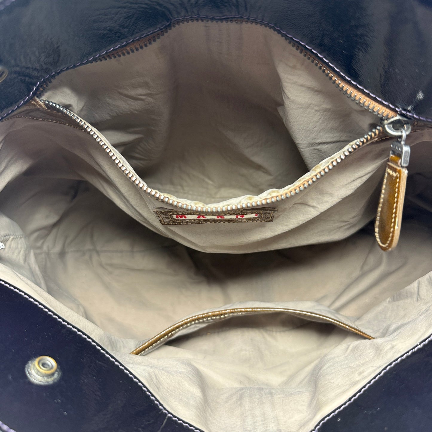 Patent Leather Balloon Bag Designer By Marni, Size: Large